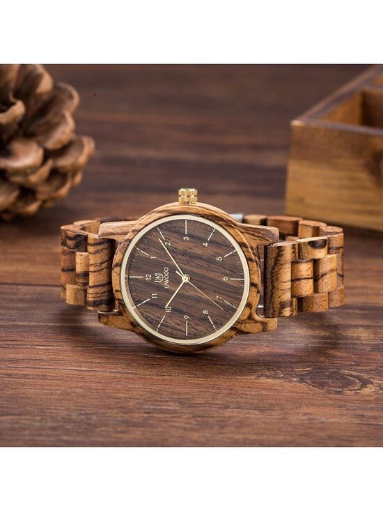 Unisex Zebra Uwood Series 40 mm Natural Handmade Wood Adjustable Band Wristwatch main image 4